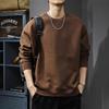 Осенний однотонный повседневный свитер мужской американский круглый вырез пуловер длинный рукав тяжелый свободный большой размер внутренний верх прилив