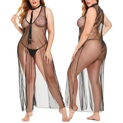 (SU)Новые женские кружевные пижамы больших размеров, сексуальная кружевная прозрачная ночная рубашка