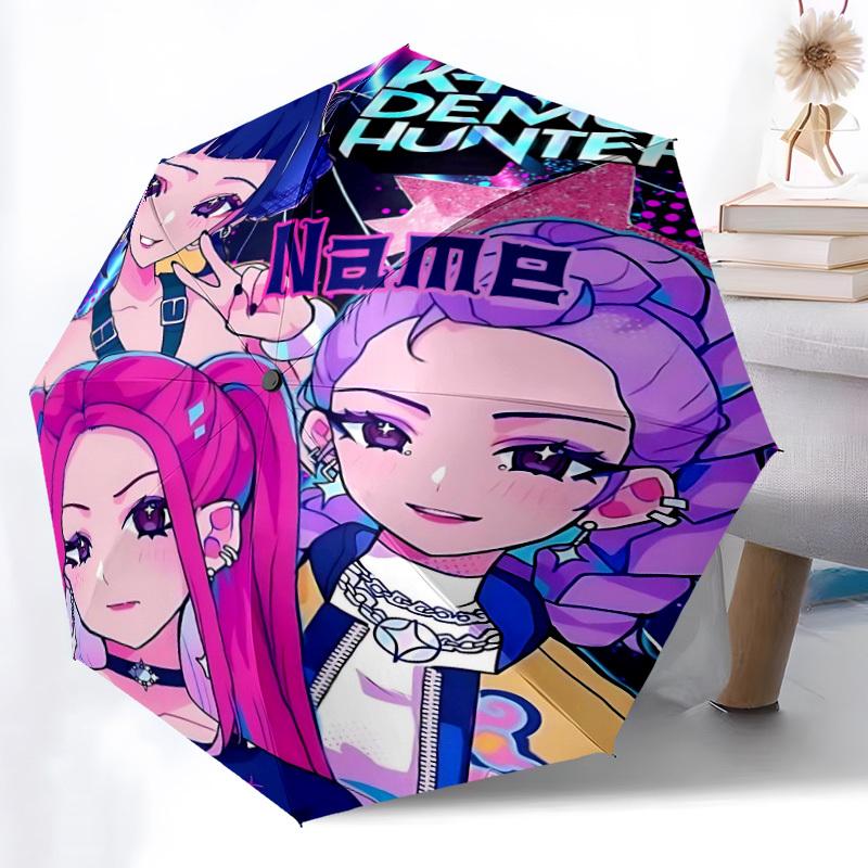 1pc KPop Hunter Custom Name Automatic Folding Umbrella, Durable Plastic & Iron, Lightweight for Outdoor Daily Use S1230027