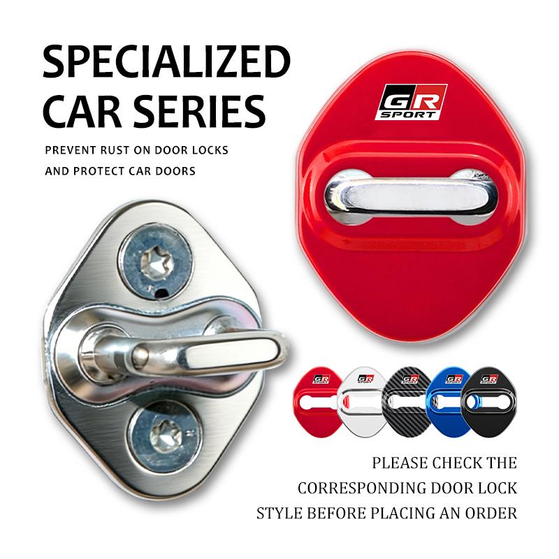 bsqrw5 For Toyota 4Pcs Stainless Steel Car Door Lock Cover Case Stickers Accessories GR sport Hilux Aygo TDR Yaris Corolla Rav4 CHR