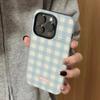 Простая сине-белая клетка для Apple 17promax Мультяшная милая для IPhone16pro Объектив Все включено 15 Новых моделей