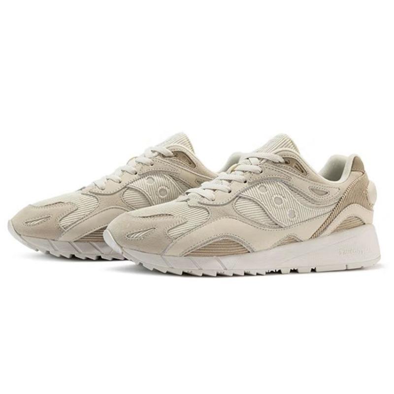 SAUCONY Унисекс низкие ретро повседневные беговые кроссовки Dow 6000X, цвет хаки-коричневый, с амортизацией, нескользящая, износостойкая ткань, кожаный верх S79027-1