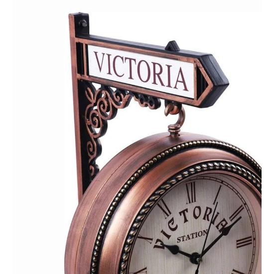 Антикварные аналоговые железнодорожные часы Victoria с медной отделкой, двухсторонние часы для декора стен, двухсторонние железнодорожные часы, двусторонние часы