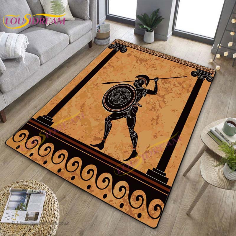 3D Египетский ковер «Древний всадник», греческий ковер, ковер Древнего Египта для гостиной, спальни, кухни, греческий домашний декор, нескользящий напольный коврик