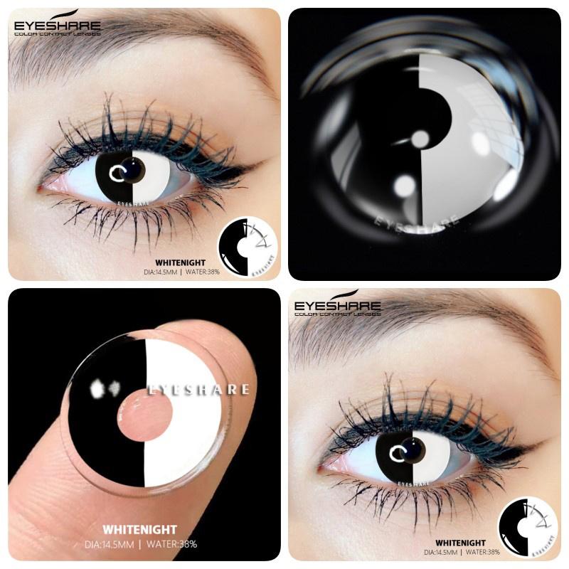 Eyeshare 1Pair Color Contact Lenses for Eyes Multicolored Lenses Anime Cosplay Eye Contacts Halloween White Black Lenses Yearly