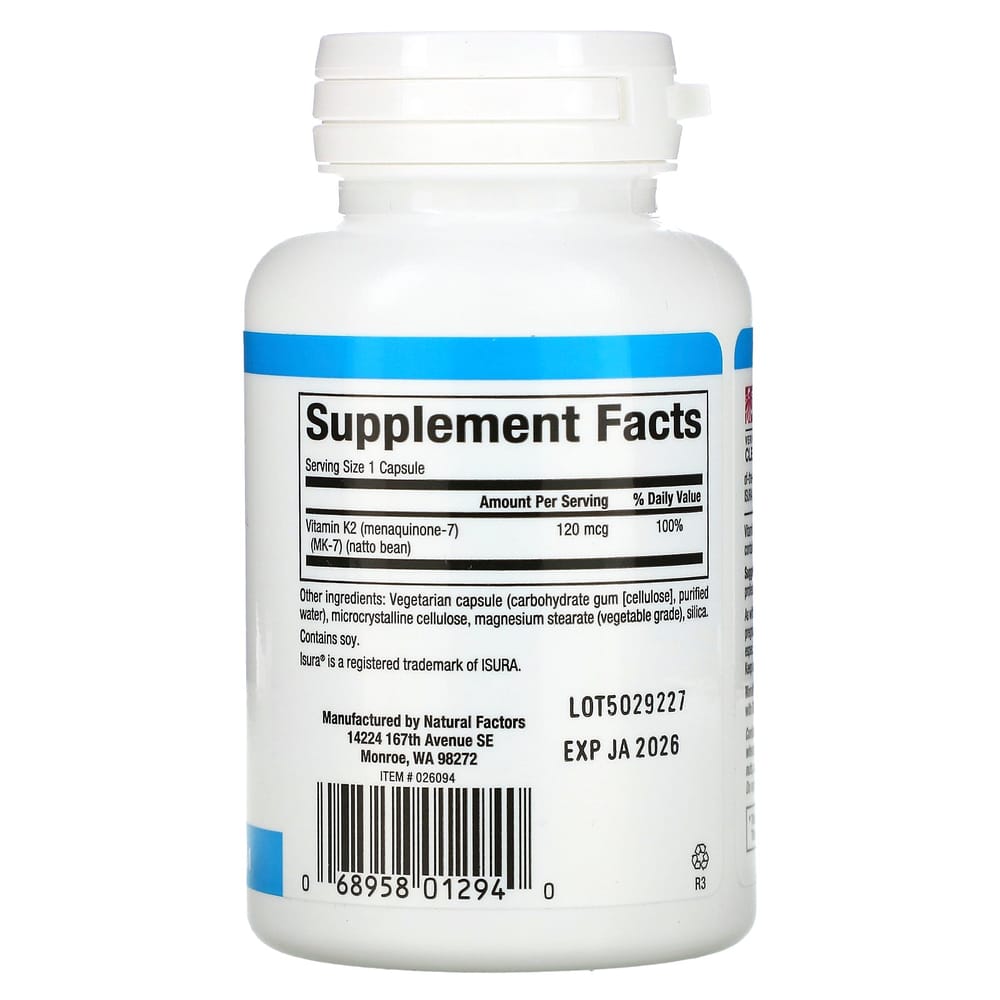 Natural Factors Vitamin K2 120mcg Veggie Capsules 60 Counts