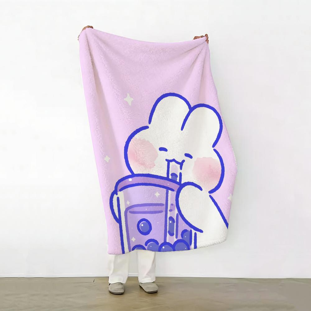 Cartoon meme m mongmong Rabbit meme Throw Soft Warm Flannel Fleece Throw Blanket for Sofa Bed Travel Home