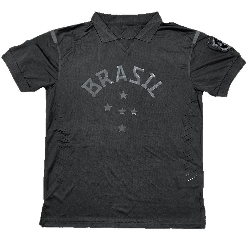 Ретро выездная черная футбольная футболка Бразилии 13-14 (S-2XL)