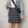 Модная женская клетчатая юбка с принтом, эластичные женские тонкие короткие юбки с ремешком