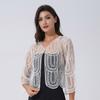 Womens Hollow Lace Cardigan Lightweight Long Sleeve Sequin Bolero Shrug Loose Casual Shawl Tops