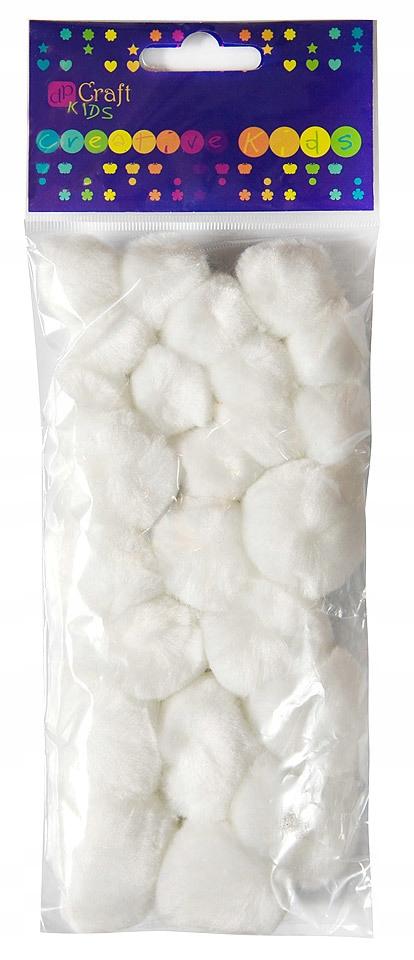Acrylic Pompoms Mix White, 24 Pcs