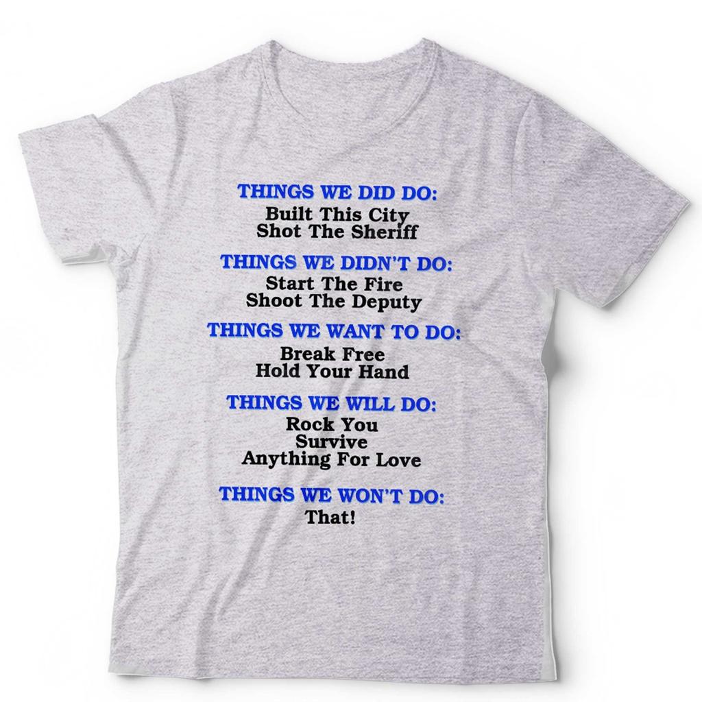 Funny Music Lyrics T Shirt Unisex Rock Pop Song Titles Music Lover Gift Graphic