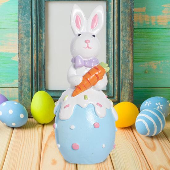 Статуэтка пасхального кролика, резиновые фигурки кроликов с цветком/яйцом/морковкой, настольные украшения для домашнего офиса, фермерского дома, весенний декор
