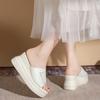 BCEBYL Summer Round Toe Wedge Rhinestone Decoration Fashion Women's Shoes New Non-slip Wear-resistant Flat Casual Slippers