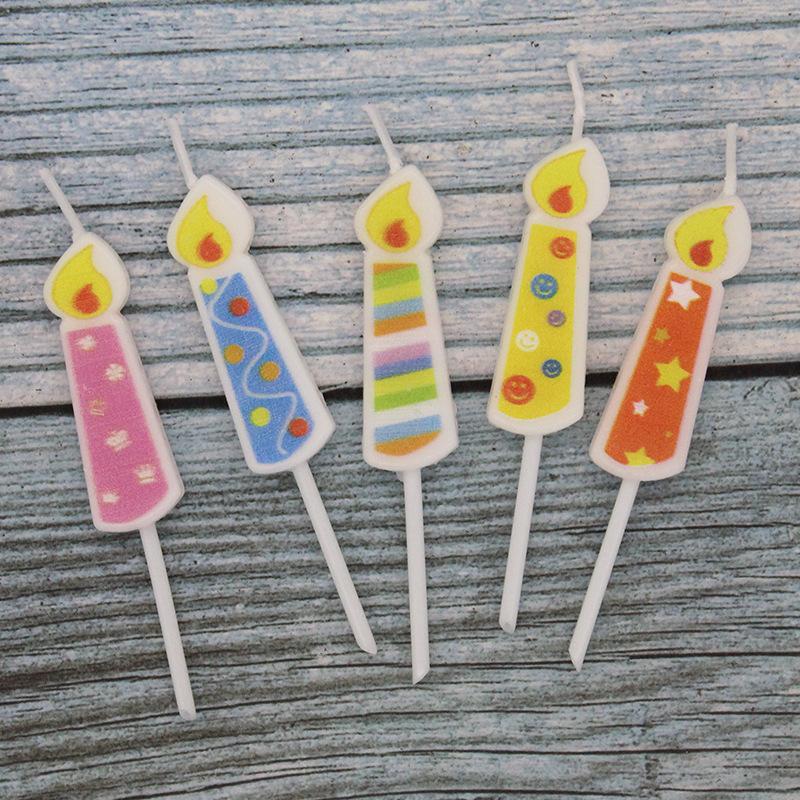 New Ins Printed Flame Romantic Retro Color 5 PVC Box Simulated Flame Shape Cake Candle