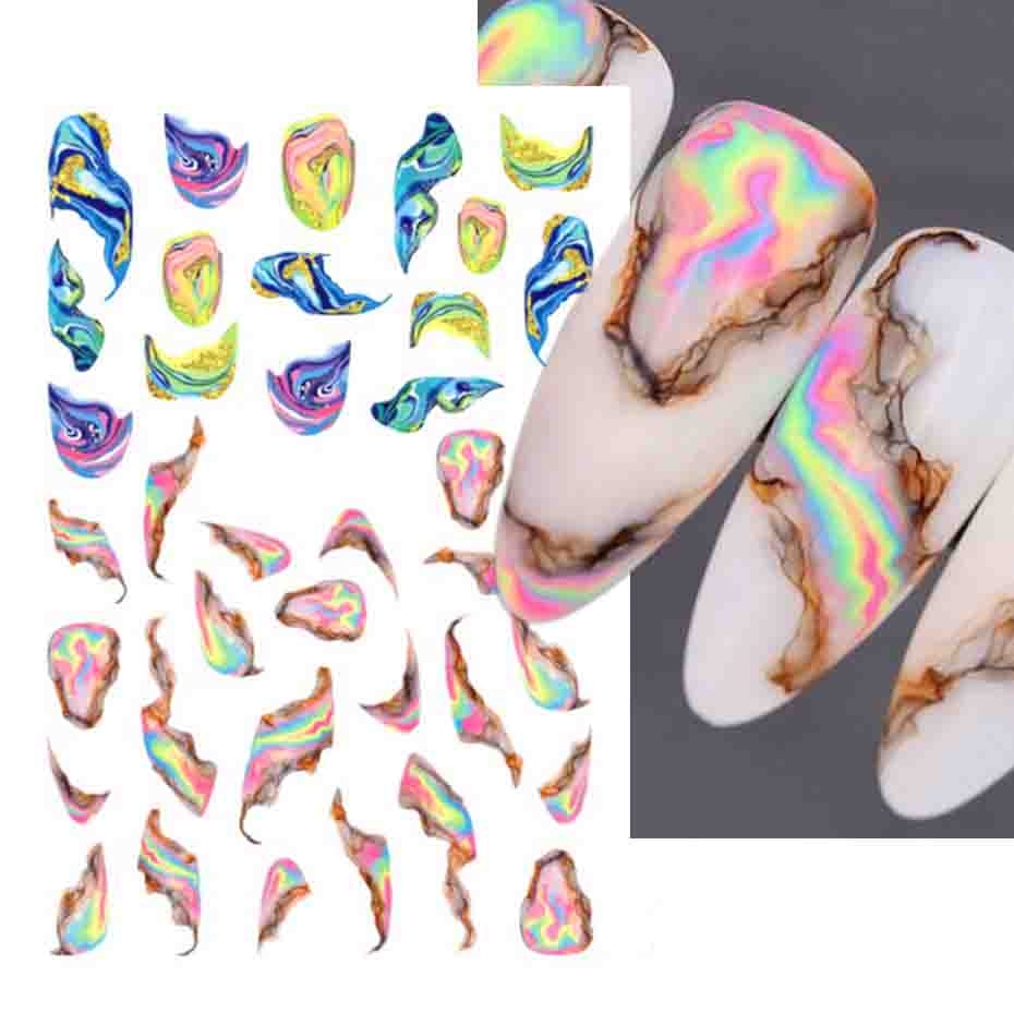 Летние цветочные и лиственные наклейки-водные слайдеры для дизайна ногтей в зеленом цвете