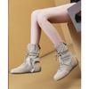 Autumn Eary Winter Shoes Women High Boots Non-slip Fashion Brand Western Style Ladies Genuine Leather Shoes Height Increasing 5cm