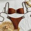 European & American Color Block Lace-up Bikini Swimsuit for Women - Sexy Beach & Hot Spring Swimwear 2025