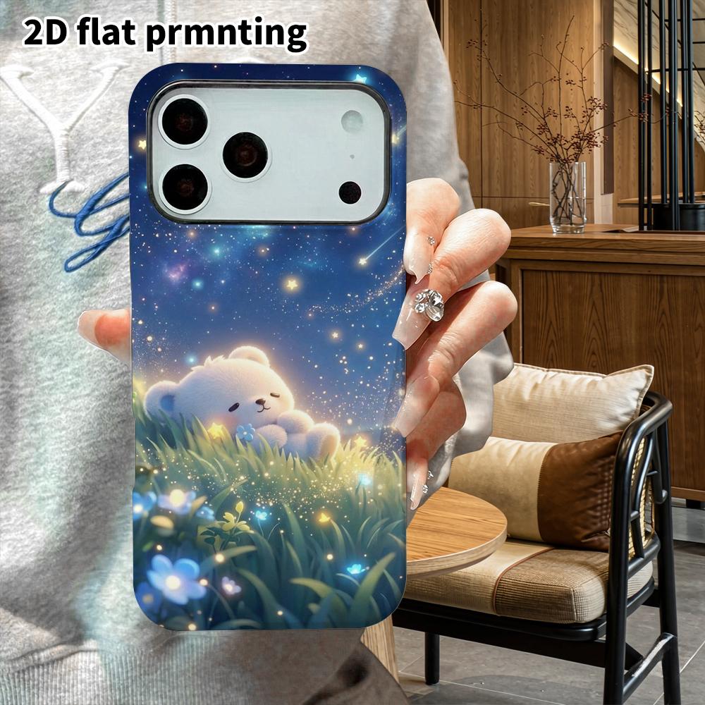 Phone Case: 2D flat design suitable for iPhone 18, 17, 16, 15, 14, 13 Pro film protective case, couple style, starry sky and grassland, Christmas and