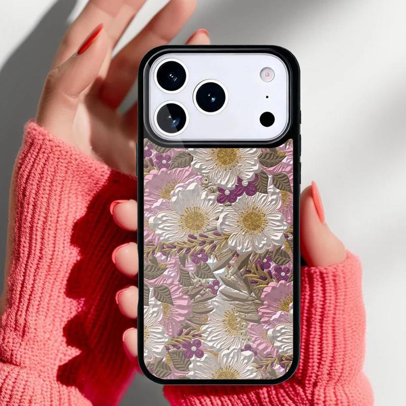 Чехол для телефона с цветочным рельефом для iPhone 17 16 15 14 13 Pro Max Задняя крышка для 12 11 Pro Coque