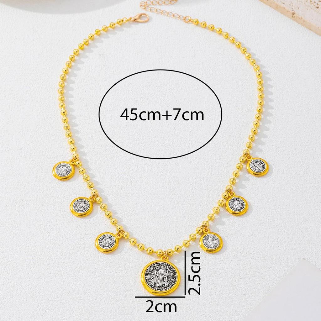 Винтажное религиозное ожерелье с кулоном в виде Девы Марии с жемчугом и цветной эмалью, покрытое золотом
