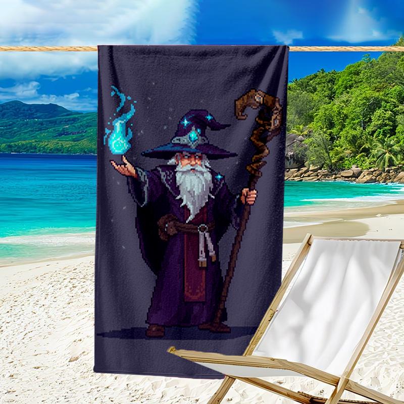 Ultra-Soft Beach Towel with Wizard Theme,Ideal for Pool - Camping, Diving - Perfect Travel Essential, Vibrant Beach Towel.