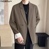 INCERUN Мужские свободные пиджаки с воротником-лацканами и длинными рукавами, с открытой передней строчкой