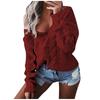Womens Lady V-neck Sweater Casual Solid Loose Long Sleeve Tops Slim Fit Pullover