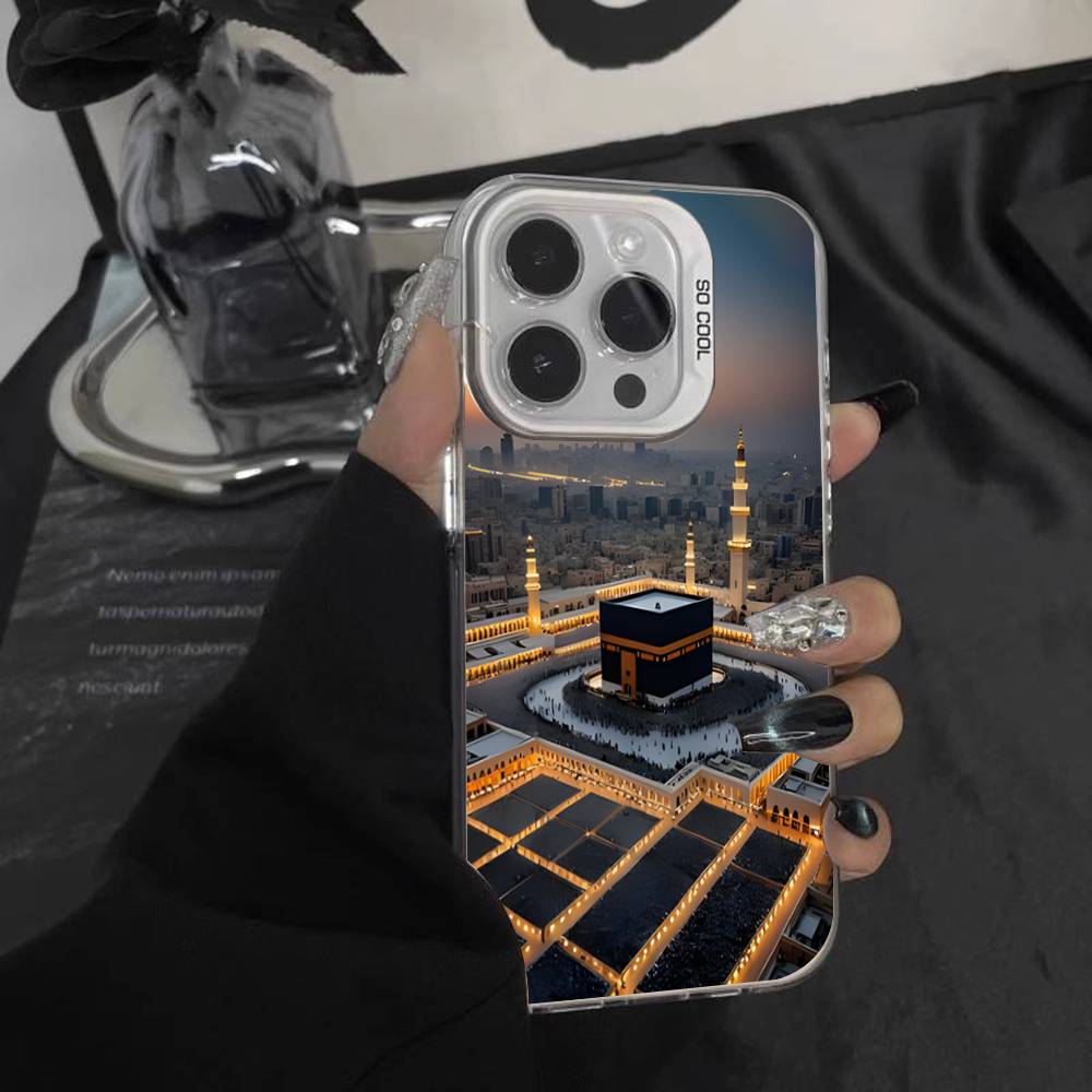 Pilgrims IN Mecca Cover For iPhone 17,16,15,14,13,12,11,Mini,Pro,E,SE4,XS,MAX White Shockproof Candy Matte Cover