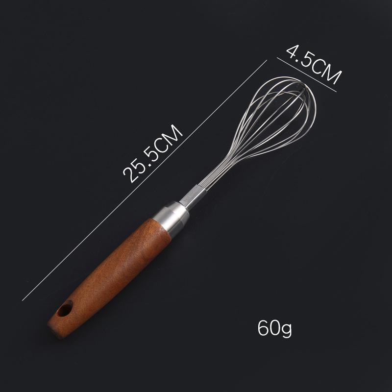 Ручка из нержавеющей стали 304, бытовая миксерная лопатка с деревянной ручкой, венчик для взбивания муки, сливок, кухонный прибор для выпечки в ресторане