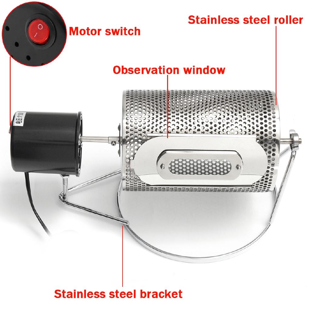 AU 220V Электрическая кофе-жаровня для зерен Домашняя кухонная машина Выпечка Обжарка + Поддон