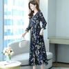 Элегантное шифоновое платье с цветочным принтом, женская весна-лето, французский стиль, V-образный вырез, длина до колена, модные платья с завышенной талией