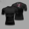 Men Short-Sleeve Compression T-Shirt Breathable Quick-Drying Elasticity Spider Bleach Print Running Cycling Gym Workouts Shirts