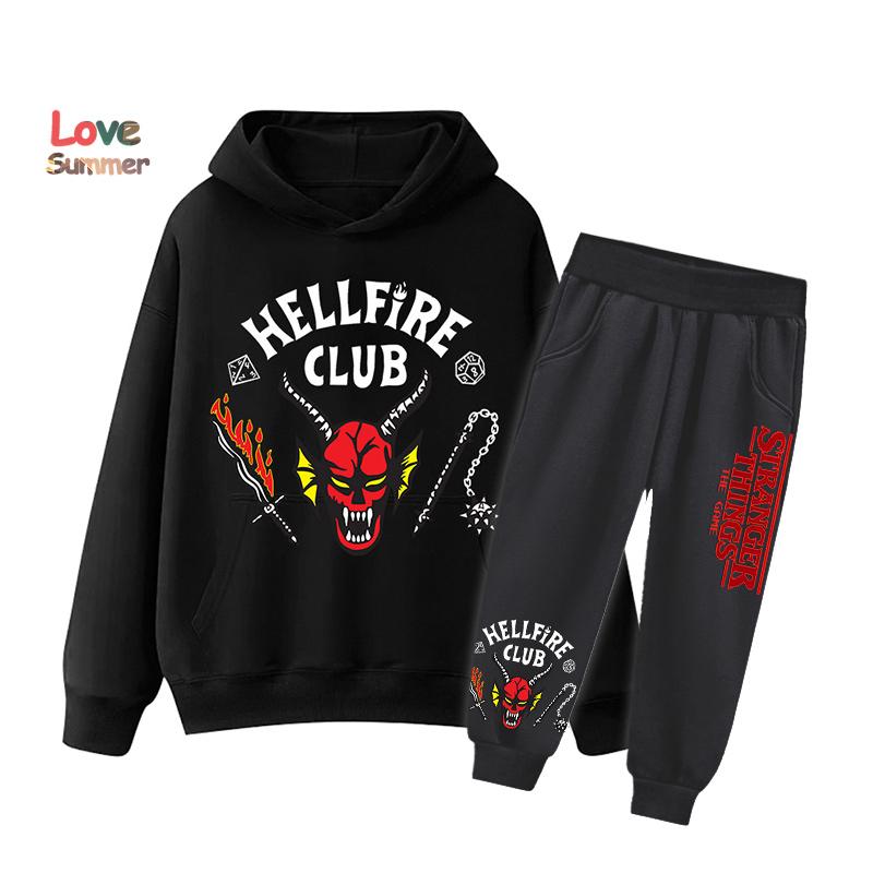 2025 Дешевые Популярные Новинки для Мальчика Девочки Повседневная Одежда Stranger Things Графика Повседневный Стиль Осень Зима Худи Спортивный Костюм