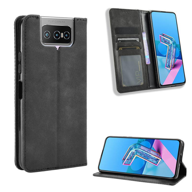 Флип-чехол для Zenfone 7 Pro/Zenfone 7,Zenfone 8 Флип-кожаный чехол [Flip Vintage Leather] Ударопрочный прочный ретро-чехол для телефона