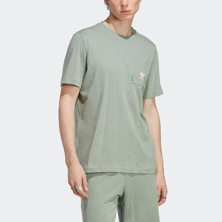Adidas Originals Essentials+ Made With Hemp Tee With Solid Color Logo Men Tops Silver-Gray-Green HR2955