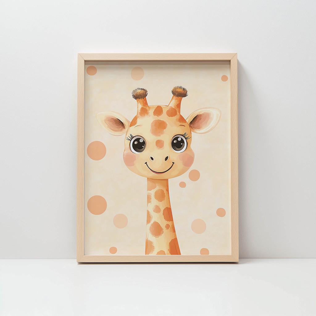 Plakat Żyrafa Z Kropkami Plakat Żyrafa Z Kropkami, 70X100 Cm, Bez Ramy, Płótno Premium Na Blejtramie