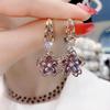 Elegant Purple Crystal Petal Earrings for Women - Spring/Summer Fashion, Simple, Stylish, Silver Needle, Super Fairy Flower Design