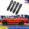 Накладка на чашку дверной ручки для Mitsubishi L200 triton 2019-2025 Защитная накладка Внешняя ABS Матовый черный Автомобильные аксессуары Наклейки