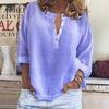 Женские однотонные повседневные свободные блузки и рубашки с длинными рукавами из смеси хлопка и льна