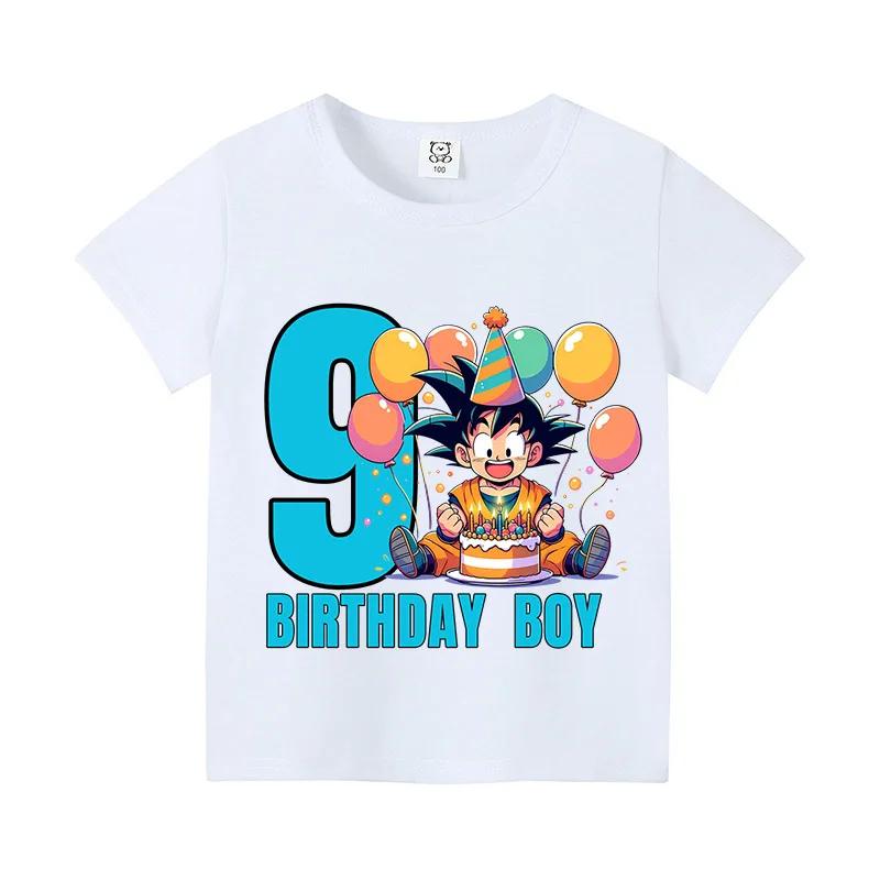 Dragon Ball Birthday Number Printed Tshirt Boys Girls Cartoon Anime Tees Short Sleeve Summer Casual Clothing Loose Tops Gifts