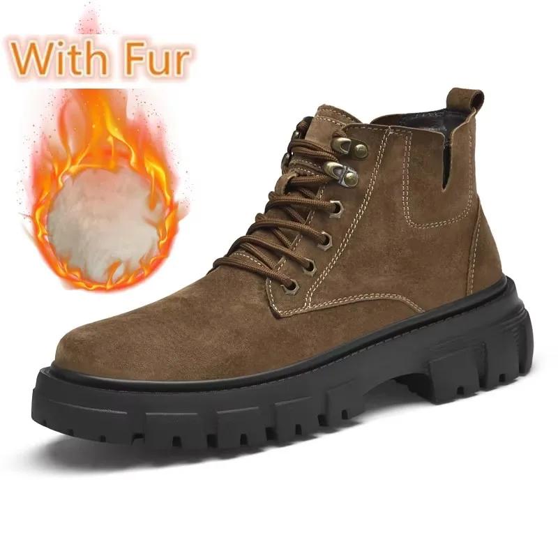 Ботильоны для активного отдыха, зимние, осенние, замшевые, кожаные, модные, новые, походные, высокие, плюшевые, меховые, мотоциклетные, мужские ботинки