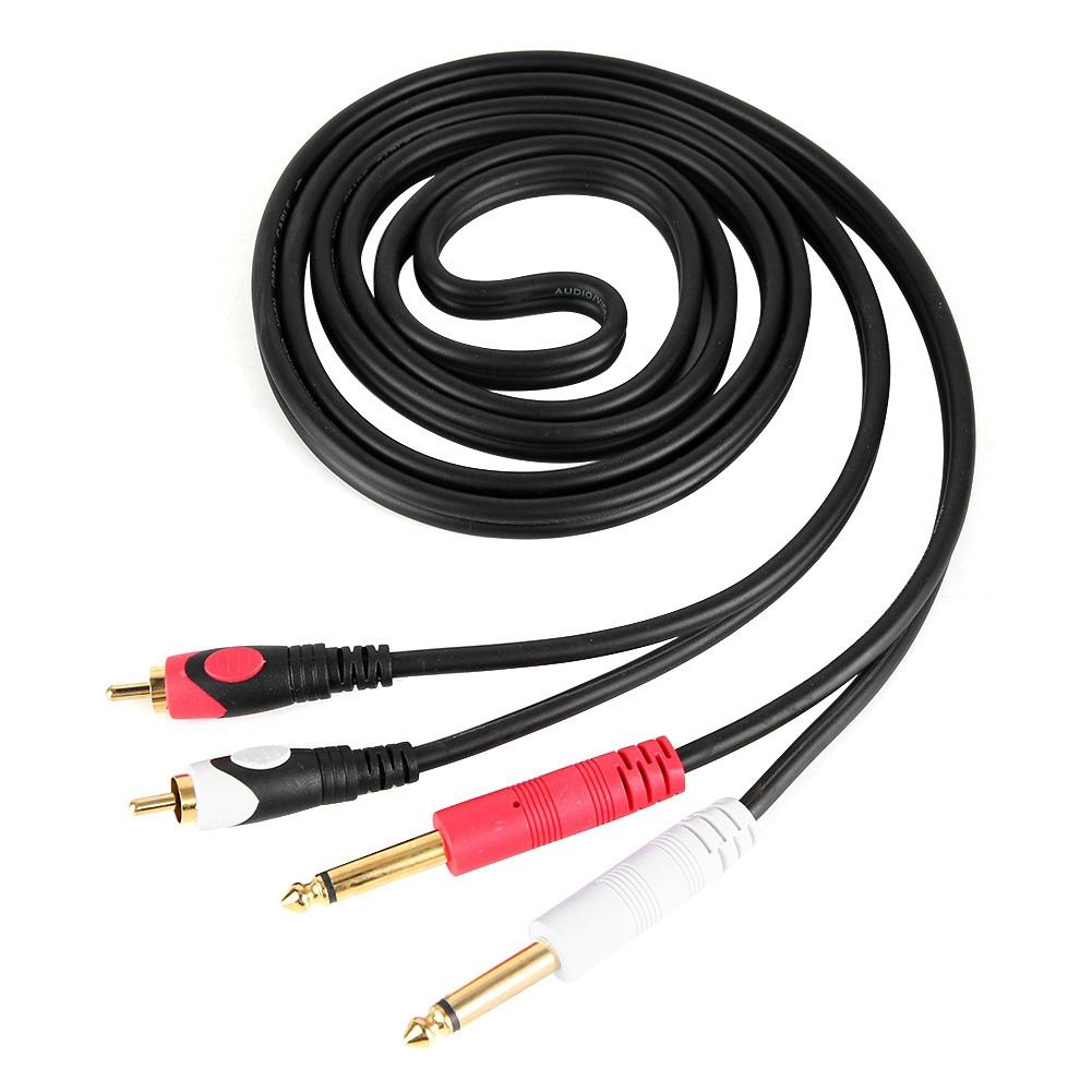 Для 2RCA на двойной интерфейс 6,35 Аудио гитарный кабель Двойной штекерный кабель