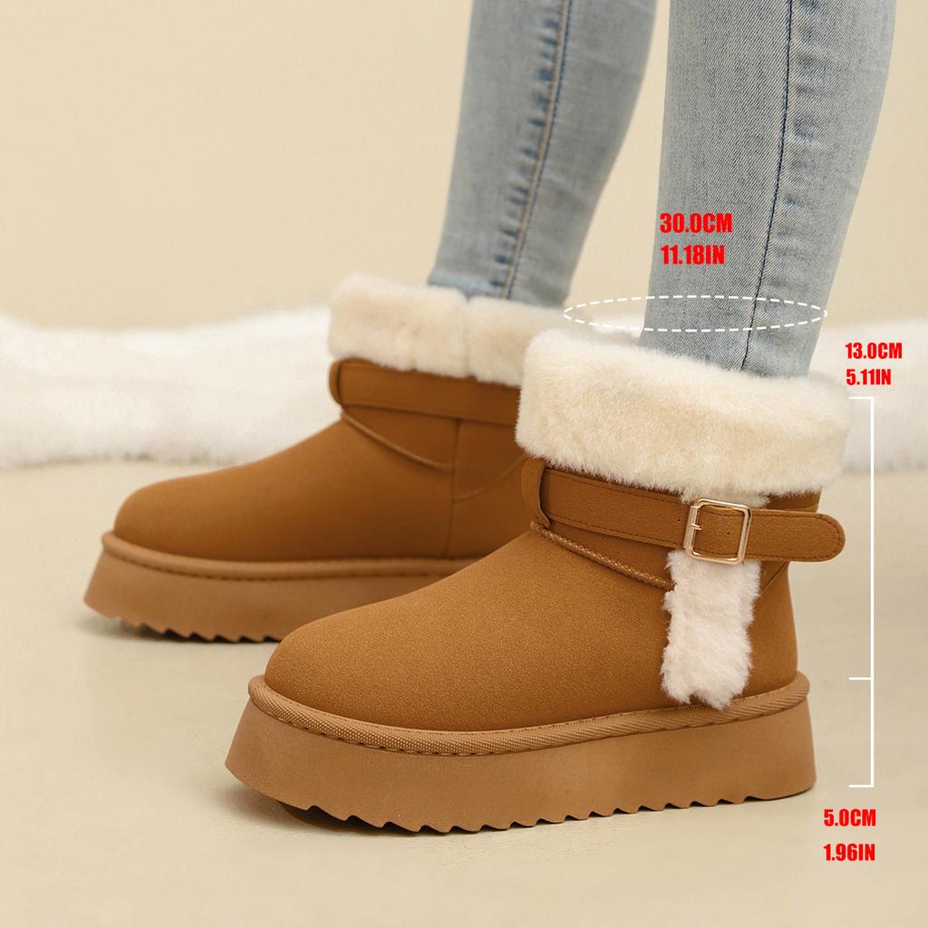New Fluffy Rabbit Fur Warm Snow Boots for Women Winter Thick Plush Cotton Shoes Woman Faux Suede Non Slip Platform Ankle Boots