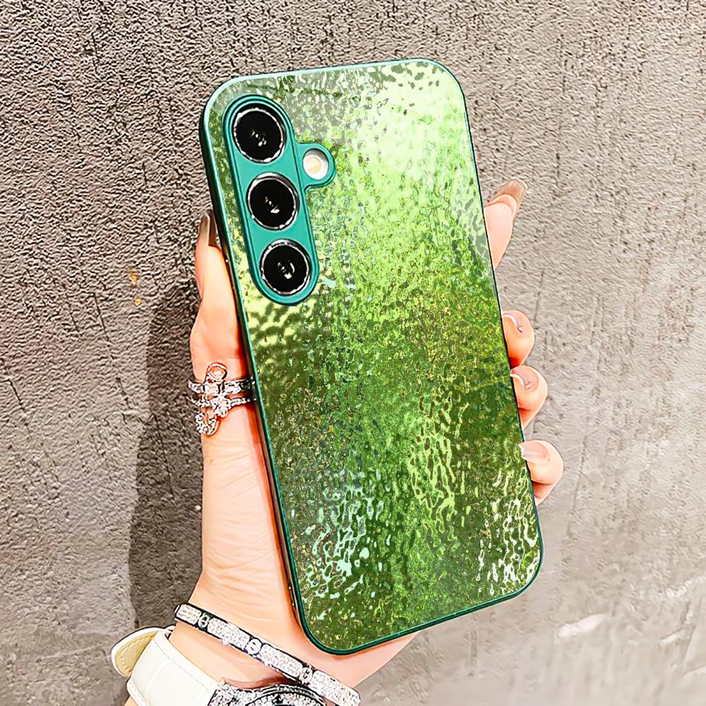 Стильный и легкий стеклянный чехол с узором для Samsung Galaxy S26 S25 S24 S23 S22 FE Ultra Plus Встроенное стекло зеленый Изысканный