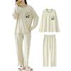 Наребуало Сиетупооп Круглый Длинный Домашний Костюм Пуговицы Свободный Эластичный Ленивый Зимний Женский Пижамный Комплект, Горловина, Рукава, Комплект, Застежка, Дышащий, Тонкий, Мягкий,