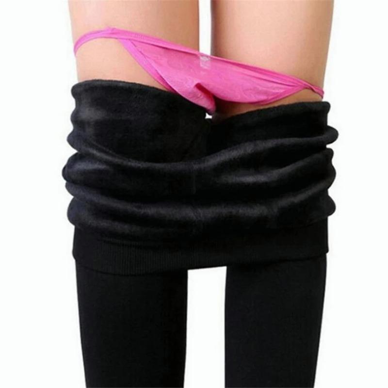 Женские зимние черные толстые теплые мягкие флисовые эластичные леггинсы на подкладке, брюки