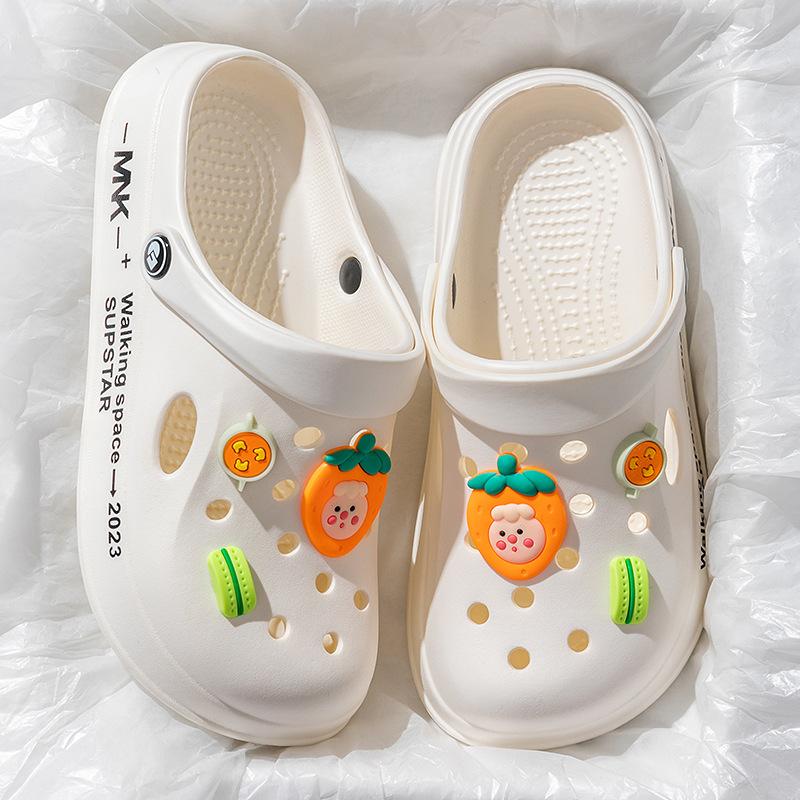 Сделай сам мультяшные дырчатые туфли женские летние прохладные тапочки студенческие толстоподошвенные нескользящие EVA сандалии