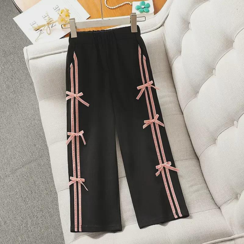 Повседневный комплект из двух предметов: кардиган для девочек на весну и осень: Свободные брюки и куртка для 12-летних детей. Идеально подходит для занятий спортом и повседневной носки.