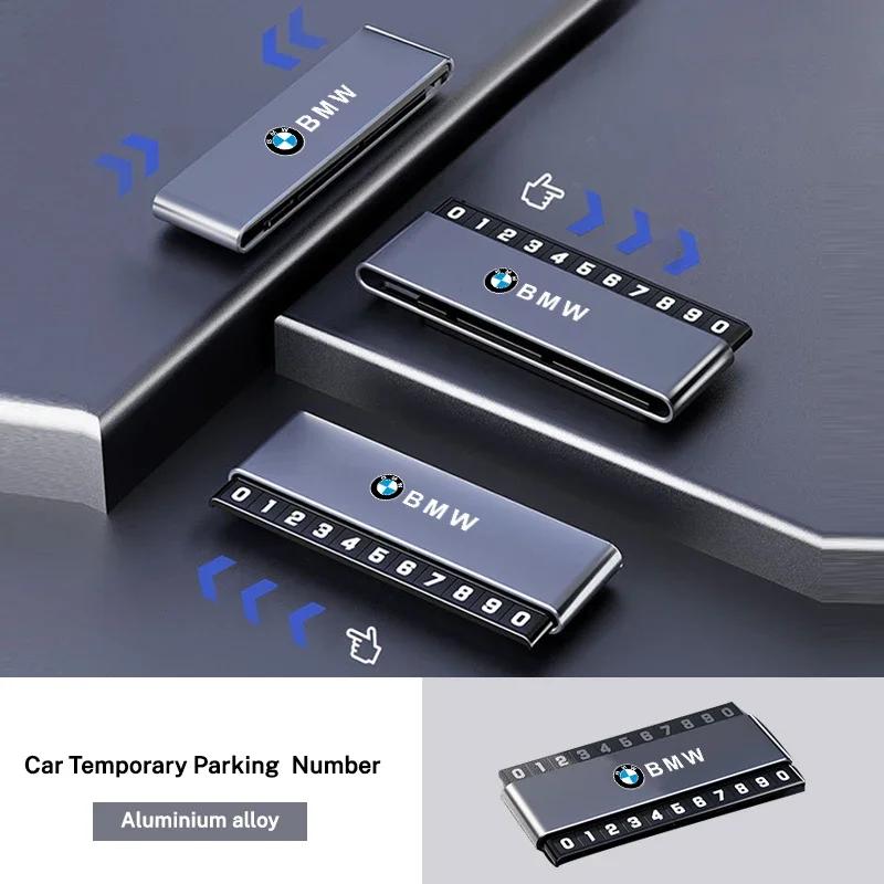 BAGG9 Car Sticker Aluminium Alloy Car Temporary Parking Card Phone Number Plate For BMW M Emblem M3 M5 X1 E46 E36 E34 F10 E90 F30 E60